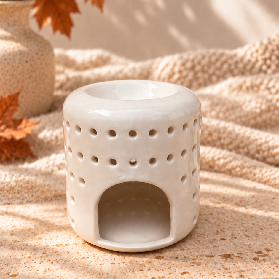 Brûleur à parfum en céramique blanche pour fondants parfumés et cire parfumée – Danielle sent bon