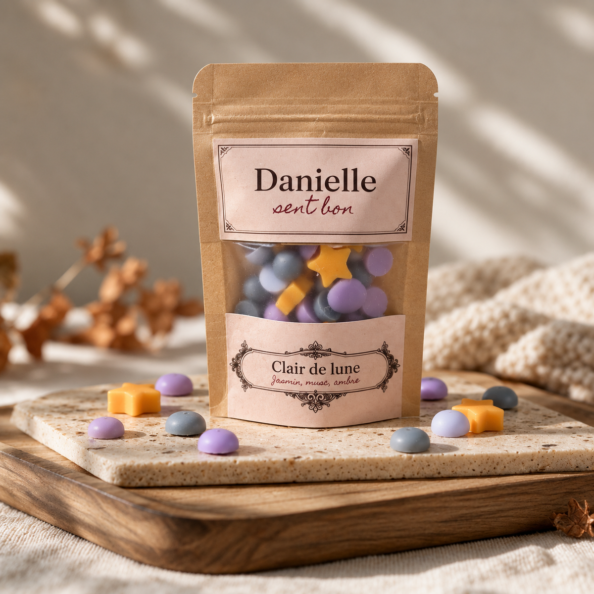Sachet de fondants parfumés artisanaux Clair de lune (jasmin, musc, ambre) – Danielle sent bon