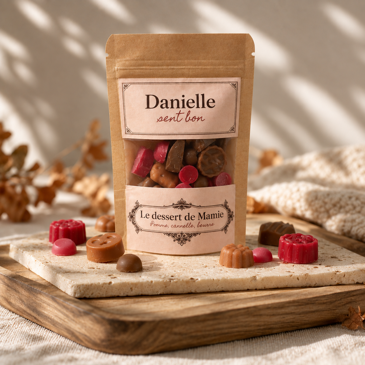 Sachet de fondants parfumés artisanaux Le Dessert de Mamie (pomme, cannelle, beurre) – Danielle sent bon